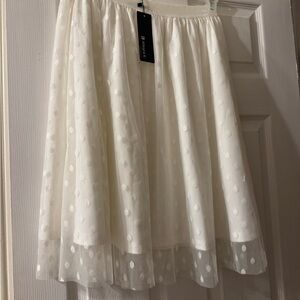 Elegant White Polka Dot Skirt